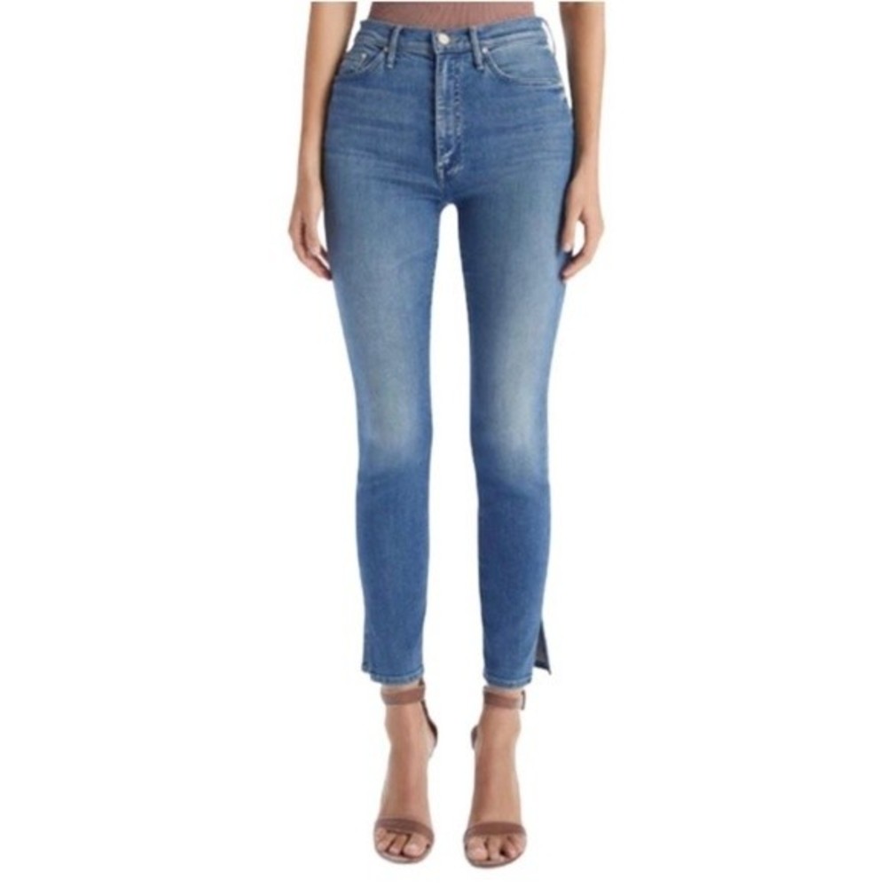 MOTHER Blue High-Rise Ankle Cropped Jeans